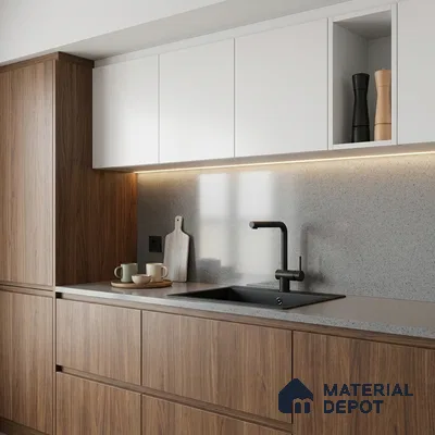 Terrazzo Counter Top Slab TL 06028 Galaxy Grey 8 ft x 2.6 ft mm Full Body Vitrified Matte Finish - 15 mm | Suitable For Counter Top, Dining Table Top & Window Frame