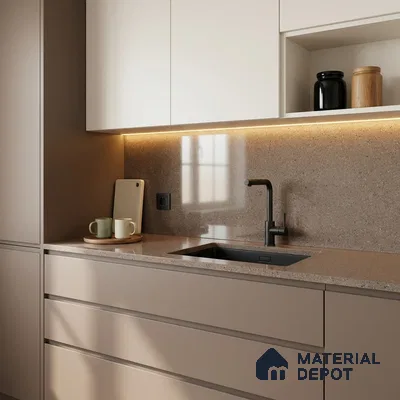 Terrazzo Counter Top Slab TL 06030 C Galaxy Moca 8 ft x 2.6 ft mm Full Body Vitrified Glossy Finish - 15 mm | Suitable For Counter Top, Dining Table Top & Window Frame