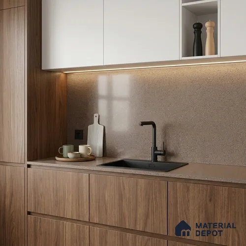 Terrazzo Counter Top Slab TL 06030 Galaxy Moca 8 ft x 2.6 ft mm Full Body Vitrified Matte Finish - 15 mm | Suitable For Counter Top, Dining Table Top & Window Frame