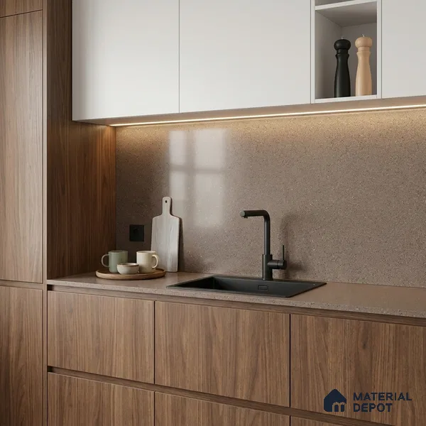 Terrazzo Counter Top Slab TL 06030 Galaxy Moca 8 ft x 2.6 ft mm Full Body Vitrified Matte Finish - 15 mm | Suitable For Counter Top, Dining Table Top & Window Frame