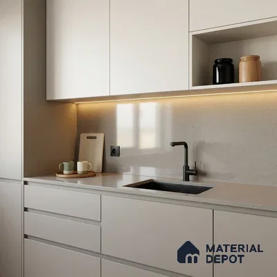 Terrazzo Counter Top Slab TL 06038 Nexa Gris 8 ft x 2.6 ft mm Full Body Vitrified Glossy Finish - 15 mm | Suitable For Counter Top, Dining Table Top & Window Frame