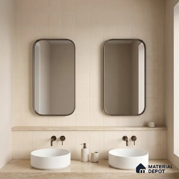 Subway Floor & Wall Tile TL 06041 Atlas Plain 200 x 200 mm Vitrified Matte Finish - 9 mm | Ideal For Bathroom, Kitchen | 2 mm Spacer is Mandatory | Please Expect a Slight Variation of Pattern (Sample)