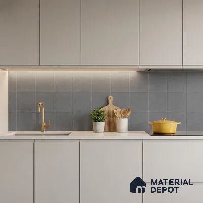Subway Floor & Wall Tile TL 06045 Doric Grey Plain 200 x 200 mm Vitrified Matte Finish - 9 mm | Ideal For Bathroom, Kitchen | 2 mm Spacer is Mandatory | Please Expect a Slight Variation of Pattern