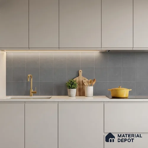Subway Floor & Wall Tile TL 06045 Doric Grey Plain 200 x 200 mm Vitrified Matte Finish - 9 mm | Ideal For Bathroom, Kitchen | 2 mm Spacer is Mandatory | Please Expect a Slight Variation of Pattern