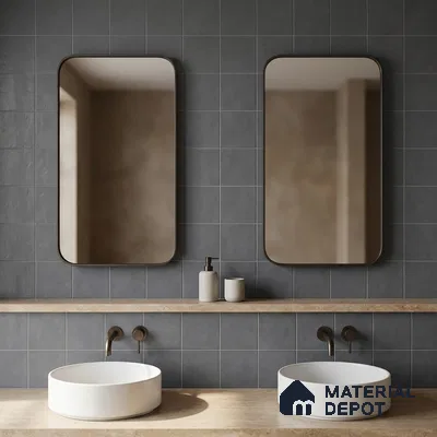 Subway Floor & Wall Tile TL 06045 Doric Grey Plain 200 x 200 mm Vitrified Matte Finish - 9 mm | Ideal For Bathroom, Kitchen | 2 mm Spacer is Mandatory | Please Expect a Slight Variation of Pattern