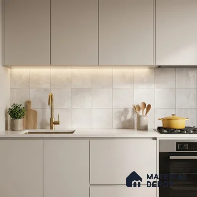 Subway Floor & Wall Tile TL 06061 Omega Plain 200 x 200 mm Vitrified Matte Finish - 9 mm | Ideal For Bathroom, Kitchen | 2 mm Spacer is Mandatory | Please Expect a Slight Variation of Pattern (Sample)