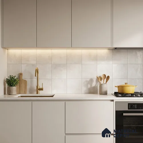 Subway Floor & Wall Tile TL 06061 Omega Plain 200 x 200 mm Vitrified Matte Finish - 9 mm | Ideal For Bathroom, Kitchen | 2 mm Spacer is Mandatory | Please Expect a Slight Variation of Pattern