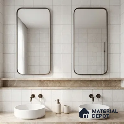 Subway Floor & Wall Tile TL 06061 Omega Plain 200 x 200 mm Vitrified Matte Finish - 9 mm | Ideal For Bathroom, Kitchen | 2 mm Spacer is Mandatory | Please Expect a Slight Variation of Pattern (Sample)