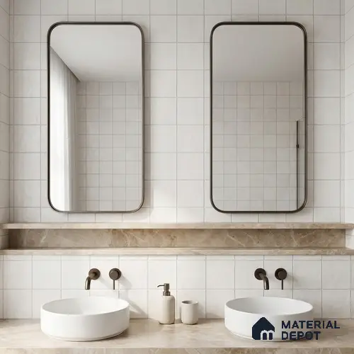 Subway Floor & Wall Tile TL 06061 Omega Plain 200 x 200 mm Vitrified Matte Finish - 9 mm | Ideal For Bathroom, Kitchen | 2 mm Spacer is Mandatory | Please Expect a Slight Variation of Pattern