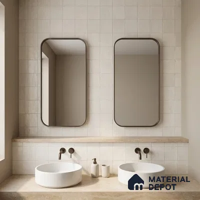Subway Floor & Wall Tile TL 06070 Vector Plain 200 x 200 mm Vitrified Matte Finish - 9 mm | Ideal For Bathroom, Kitchen | 2 mm Spacer is Mandatory | Please Expect a Slight Variation of Pattern (Sample)