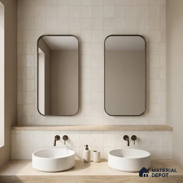 Subway Floor & Wall Tile TL 06070 Vector Plain 200 x 200 mm Vitrified Matte Finish - 9 mm | Ideal For Bathroom, Kitchen | 2 mm Spacer is Mandatory | Please Expect a Slight Variation of Pattern (Sample)