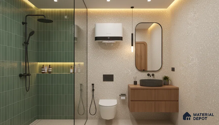 Terrazzo Floor & Wall Tile TL 06086 B Terrazzo Crema 4 ft x 2 ft Vitrified Matte Finish - 9 mm | 4 Random Design | Suitable For Living Room, Bedroom, Bathroom, Kitchen