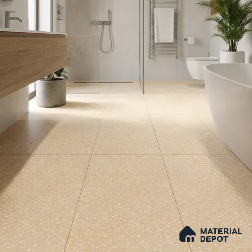 Terrazzo Floor & Wall Tile TL 06086 B Terrazzo Crema 4 ft x 2 ft Vitrified Matte Finish - 9 mm | 4 Random Design | Suitable For Living Room, Bedroom, Bathroom, Kitchen