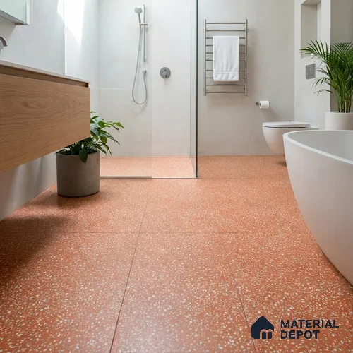 Terrazzo Floor & Wall Tile TL 06086 F Terrazzo Ruby 4 ft x 2 ft Vitrified Matte Finish - 9 mm | 8 Random Design | Suitable For Living Room, Bedroom, Bathroom, Kitchen