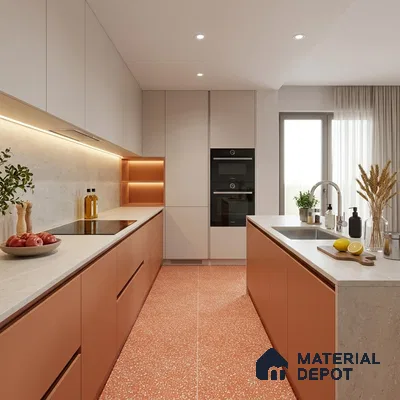 Terrazzo Floor & Wall Tile TL 06086 F Terrazzo Ruby 4 ft x 2 ft Vitrified Matte Finish - 9 mm | 8 Random Design | Suitable For Living Room, Bedroom, Bathroom, Kitchen