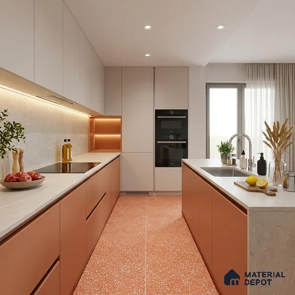 Terrazzo Floor & Wall Tile TL 06086 F Terrazzo Ruby 4 ft x 2 ft Vitrified Matte Finish - 9 mm | 8 Random Design | Suitable For Living Room, Bedroom, Bathroom, Kitchen