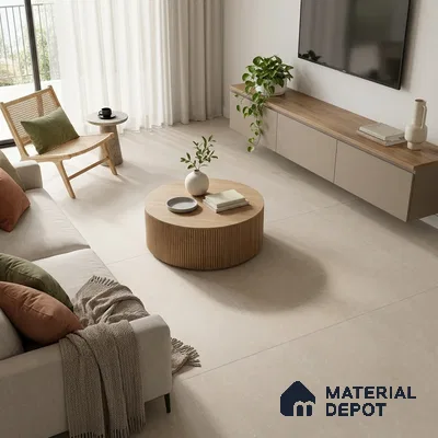 Cement Wall & Floor Tile TL 06087 Taupe Beige 4 ft x 2 ft Matte Finish Vitrified Tile - 9 mm | 6 Random Design | Suitable For Living Room, Hall, Bedroom