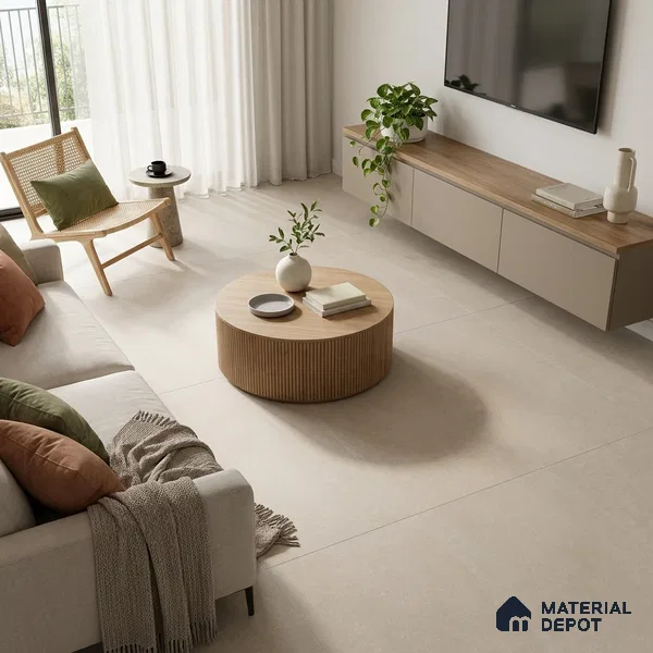Cement Wall & Floor Tile TL 06087 Taupe Beige 4 ft x 2 ft Matte Finish Vitrified Tile - 9 mm | 6 Random Design | Suitable For Living Room, Hall, Bedroom