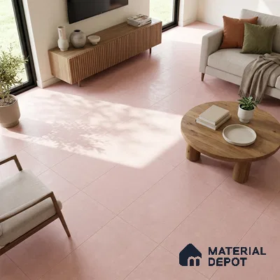 Cement Wall & Floor Tile TL 06092 C Peach Pink 4 ft x 2 ft Matte Finish Vitrified Tile - 9 mm | 8 Random Design | Suitable For Living Room, Hall, Bedroom