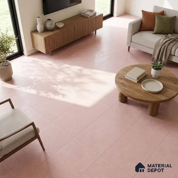 Cement Wall & Floor Tile TL 06092 C Peach Pink 4 ft x 2 ft Matte Finish Vitrified Tile - 9 mm | 8 Random Design | Suitable For Living Room, Hall, Bedroom