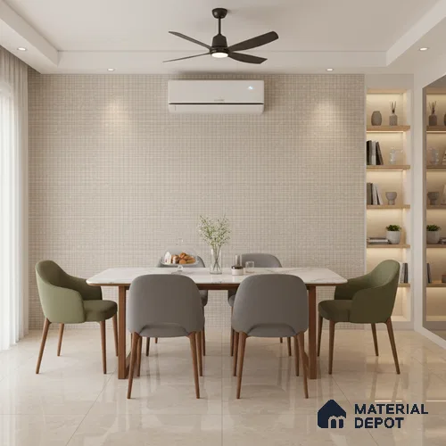 Punch Floor & Wall Tile TL 06094 C Slaty Greige Checks 4 ft x 2 ft Vitrified Matte Finish - 9 mm | 4 Random Design | Suitable For Living Room, Bedroom, Bathroom, Kitchen