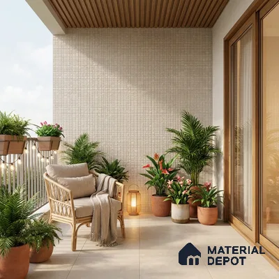Punch Floor & Wall Tile TL 06094 C Slaty Greige Checks 4 ft x 2 ft Vitrified Matte Finish - 9 mm | 4 Random Design | Suitable For Living Room, Bedroom, Bathroom, Kitchen (Sample)