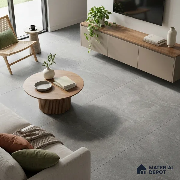 Marble Tundra Grey Wall & Floor Tile TL 06102 B Stone Grey 4 ft x 2 ft Matte Finish Vitrified Tile - 9 mm | 6 Random Designs | Suitable For Living Room, Bedroom, Kitchen