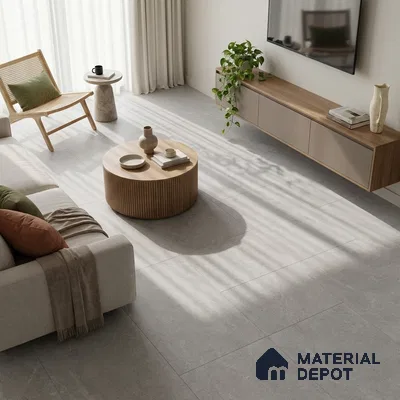 Cement Tundra Grey Wall & Floor Tile TL 06102 C Light Grey 4 ft x 2 ft Matte Finish Vitrified Tile - 9 mm | 6 Random Designs | Suitable For Living Room, Bedroom, Kitchen