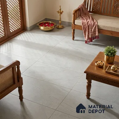 Marble Carrara Wall & Floor Tile TL 06102 Off-White 4 ft x 2 ft Matte Finish Vitrified Tile - 9 mm | 6 Random Designs | Suitable For Living Room, Bedroom, Kitchen