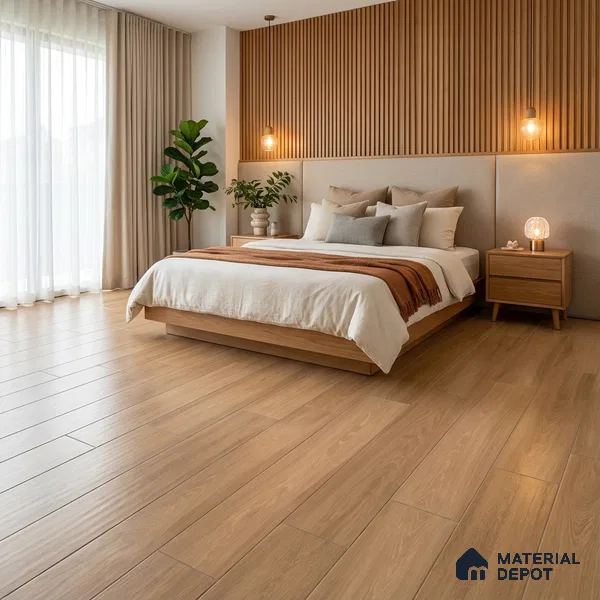 Wood Floor Tile TL 06115 Empire Natural 1200 x 200 mm Vitrified Matte Finish - 9 mm | 12 Random Design | Suitable For Living Room, Bedroom, Kitchen | 2-3 mm Spacer is Mandatory