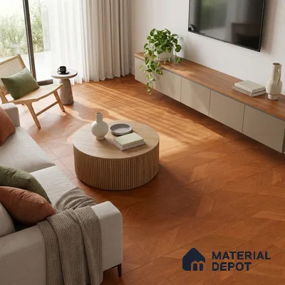 Wood Floor & Wall Tile TL 06118 B Parquet Teak 4 ft x 2 ft Vitrified Matte Finish - 9 mm | 4 Random Design | Suitable For Living Room, Bedroom, Bathroom, Kitchen