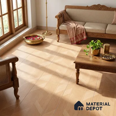Wood Floor & Wall Tile TL 06118 Parquet Pine 4 ft x 2 ft Vitrified Matte Finish - 9 mm | 4 Random Design | Suitable For Living Room, Bedroom, Bathroom, Kitchen