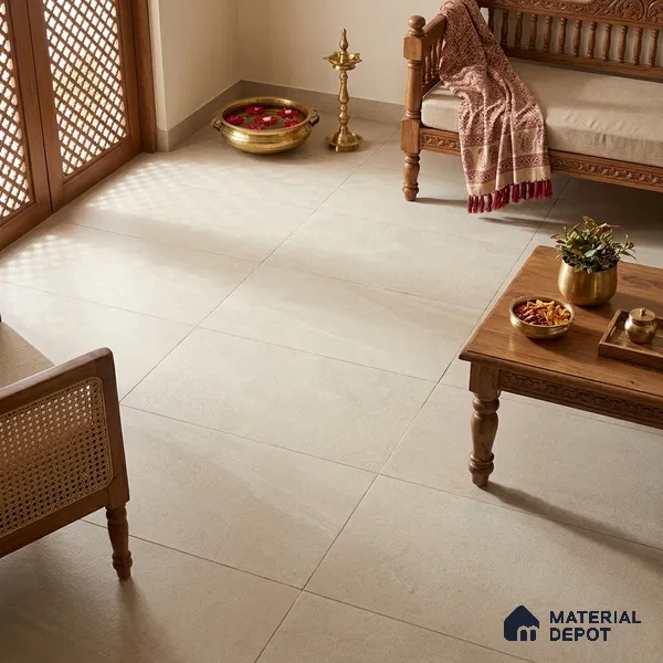 Cement Wall & Floor Tile TL 06119 Bianco 4 ft x 2 ft Matte Finish Vitrified Tile - 9 mm | 8 Random Designs | Suitable For Living Room, Bedroom, Kitchen
