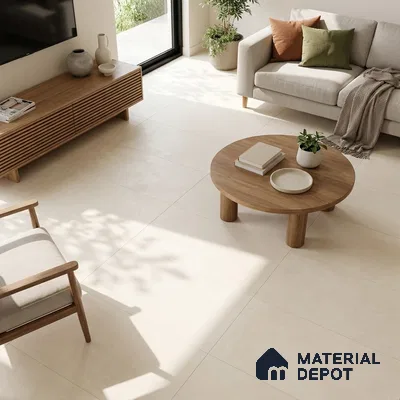 Cement Wall & Floor Tile TL 06122 Almond Cream 4 ft x 2 ft Matte Finish Vitrified Tile - 9 mm | Suitable For Living Room, Hall, Bedroom