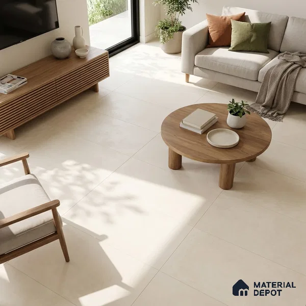 Cement Wall & Floor Tile TL 06122 Almond Cream 4 ft x 2 ft Matte Finish Vitrified Tile - 9 mm | Suitable For Living Room, Hall, Bedroom