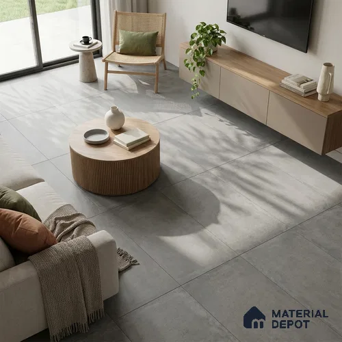 Cement Look Wall & Floor Matte Finish Grey Vitrified Tile | TL 06122 D 4 ft x 2 ft - 9 mm | Suitable For Living Room, Hall & Study