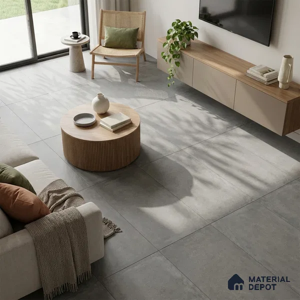 Cement Look Wall & Floor Matte Finish Grey Vitrified Tile | TL 06122 D 4 ft x 2 ft - 9 mm | Suitable For Living Room, Hall & Study