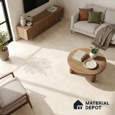 Marble Crema Marfil Wall & Floor Tile TL 06124 B Almond Cream 4 ft x 2 ft Matte Finish Vitrified Tile - 9 mm | 12 Random Designs | Suitable For Living Room, Bedroom, Kitchen