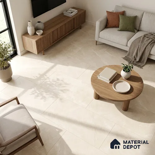 Marble Crema Marfil Wall & Floor Tile TL 06124 B Almond Cream 4 ft x 2 ft Matte Finish Vitrified Tile - 9 mm | 12 Random Designs | Suitable For Living Room, Bedroom, Kitchen