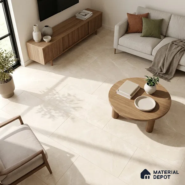 Marble Crema Marfil Wall & Floor Tile TL 06124 B Almond Cream 4 ft x 2 ft Matte Finish Vitrified Tile - 9 mm | 12 Random Designs | Suitable For Living Room, Bedroom, Kitchen