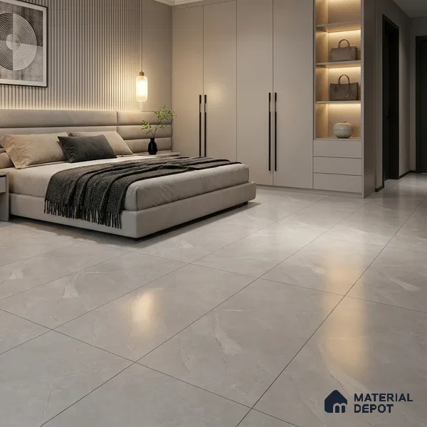 Marble Tundra Grey Wall & Floor Tile TL 06124 D Dove Grey 4 ft x 2 ft Matte Finish Vitrified Tile - 9 mm | 12 Random Designs | Suitable For Living Room, Bedroom, Kitchen