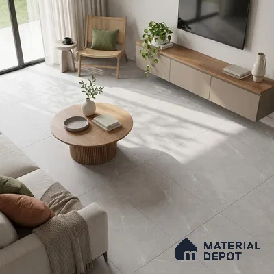 Marble Tundra Grey Wall & Floor Tile TL 06124 D Dove Grey 4 ft x 2 ft Matte Finish Vitrified Tile - 9 mm | 12 Random Designs | Suitable For Living Room, Bedroom, Kitchen
