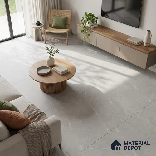 Marble Tundra Grey Wall & Floor Tile TL 06124 D Dove Grey 4 ft x 2 ft Matte Finish Vitrified Tile - 9 mm | 12 Random Designs | Suitable For Living Room, Bedroom, Kitchen