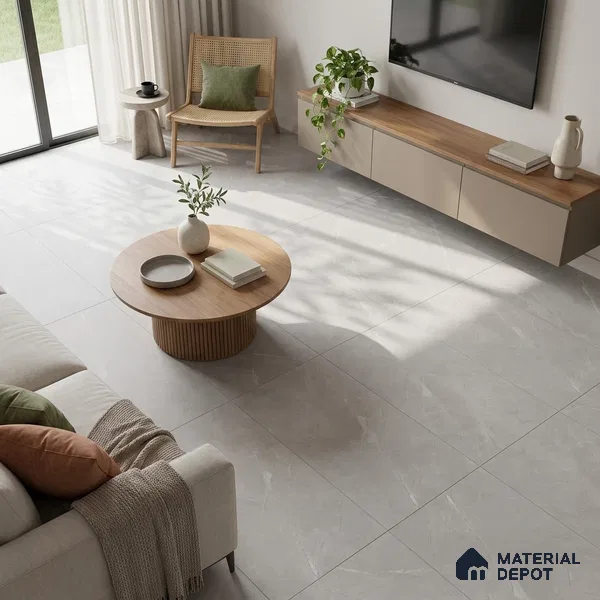 Marble Tundra Grey Wall & Floor Tile TL 06124 D Dove Grey 4 ft x 2 ft Matte Finish Vitrified Tile - 9 mm | 12 Random Designs | Suitable For Living Room, Bedroom, Kitchen