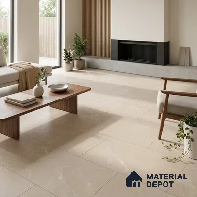 Marble Crema Marfil Wall & Floor Tile TL 06124 E Taupe Beige 4 ft x 2 ft Matte Finish Vitrified Tile - 9 mm | 12 Random Designs | Suitable For Living Room, Bedroom, Kitchen