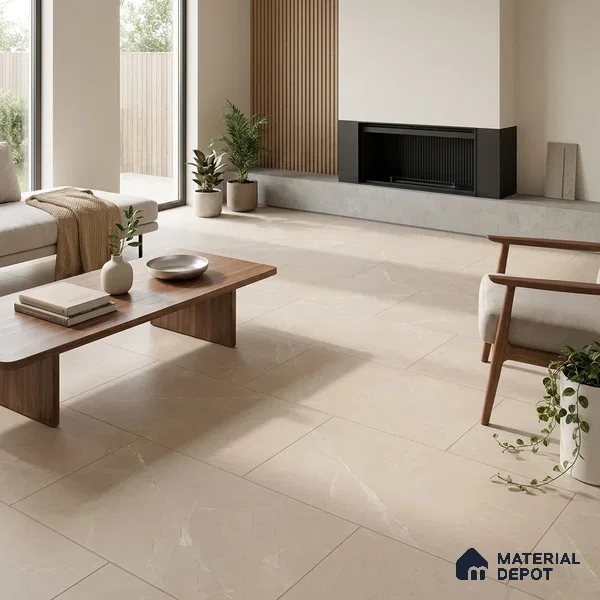 Marble Crema Marfil Wall & Floor Tile TL 06124 E Taupe Beige 4 ft x 2 ft Matte Finish Vitrified Tile - 9 mm | 12 Random Designs | Suitable For Living Room, Bedroom, Kitchen