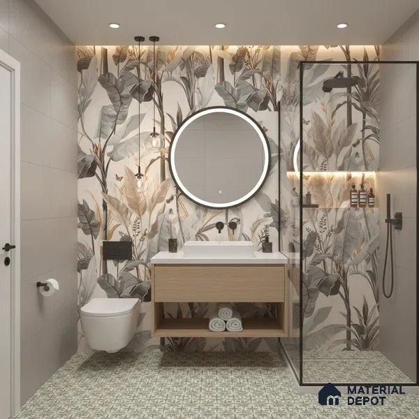 Tropical Wall Tile TL 06126 Forest Crema Decor B 4 ft x 2 ft Vitrified Matte Finish - 9 mm | Suitable For Living Room, Bedroom, Bathroom, Dining (Sample)