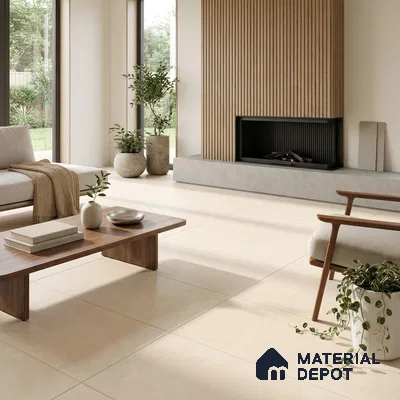 Cement Wall & Floor Tile TL 06128 B Antique Ivory 4 ft x 2 ft Matte Finish Vitrified Tile - 9 mm | 6 Random Design | Suitable For Living Room, Hall, Bedroom
