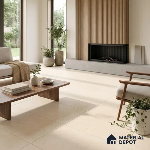 Cement Wall & Floor Tile TL 06128 B Antique Ivory 4 ft x 2 ft Matte Finish Vitrified Tile - 9 mm | 6 Random Design | Suitable For Living Room, Hall, Bedroom