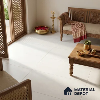Cement Wall & Floor Tile TL 06128 Chalk White 4 ft x 2 ft Matte Finish Vitrified Tile - 9 mm | 6 Random Design | Suitable For Living Room, Hall, Bedroom